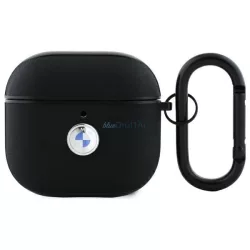   BMW BMA4SSLBK Geniune Leather Silver Logo tok AirPods 4 - fekete