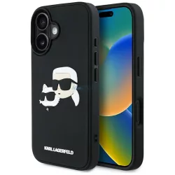   Karl Lagerfeld HC 3D gumiból készült, kétfejű tok iPhone 16, fekete