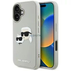   Karl Lagerfeld HC 3D gumiból készült „Double Heads” tok iPhone 16, bézs színben