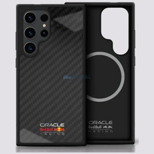 Red Bull RBHMS25L24CFILSK Real Carbon Fiber Shiny Logo MagSafe-kompatibilis tok Samsung Galaxy S25 Ultra - piros