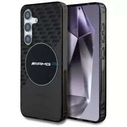   Cas AMG átlátszó rombuszmintás MagSafe tok Samsung Galaxy S25, fekete