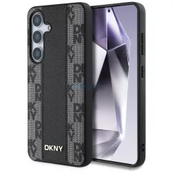   DKNY Leather Checkered Pattern MagSafe-kompatibilis tok Samsung Galaxy S25 - fekete
