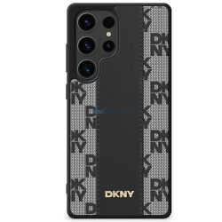   DKNY Leather Checkered Pattern MagSafe-kompatibilis tok Samsung Galaxy S25 Ultra - fekete