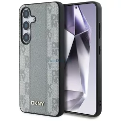   DKNY Leather Checkered Pattern MagSafe-kompatibilis tok Samsung Galaxy S25 - tópszürke