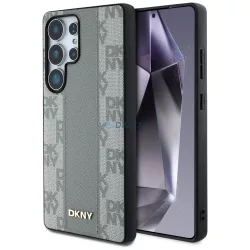   DKNY bőr, kockás mintás MagSafe tok Samsung Galaxy S25 Ultra, taupe színben