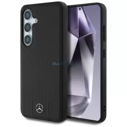   Mercedes bőr, dombornyomott vonalakkal ellátott MagSafe tok Samsung Galaxy S25+ készülékhez – fekete