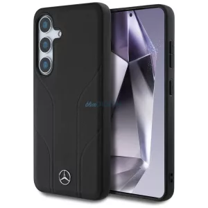 Mercedes bőr, dombornyomott vonalakkal ellátott MagSafe tok Samsung Galaxy S25+ készülékhez – fekete