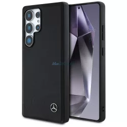   Mercedes bőr, vízszintes dombornyomott íves MagSafe tok Samsung Galaxy S25 Ultra, fekete