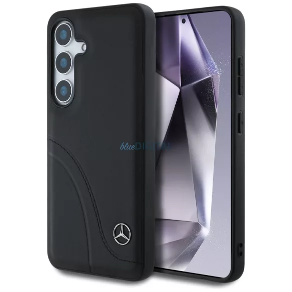 Mercedes bőr tok ívelt varrásokkal Samsung Galaxy S25, fekete