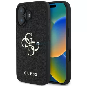 Tok Guess Grained Big 4G Logo Small     Classic Logo iPhone 16, fekete
