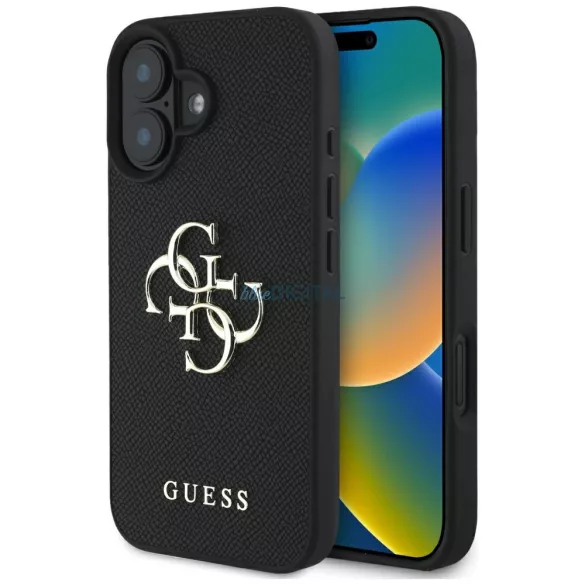 Tok Guess Grained Big 4G Logo Small     Classic Logo iPhone 16, fekete