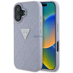   Tok Guess Hot Stamp 4G mintás háromszög alakú fém logó az iPhone 16, lila