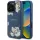 Tok Guess, szemcsés felületű, nyomtatott virágmintás MagSafe tok iPhone 16 Pro, kék