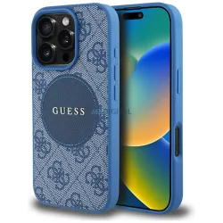   Tok Guess 4G Circle Classic Logo MagSafe tok iPhone 16 Pro Max, kék