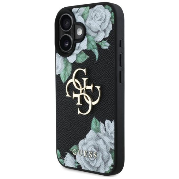 Guess GUHCP16SPGROP4MK Grained Roses Big 4G Logo tok iPhone 16 - fekete