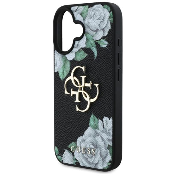 Guess GUHCP16SPGROP4MK Grained Roses Big 4G Logo tok iPhone 16 - fekete