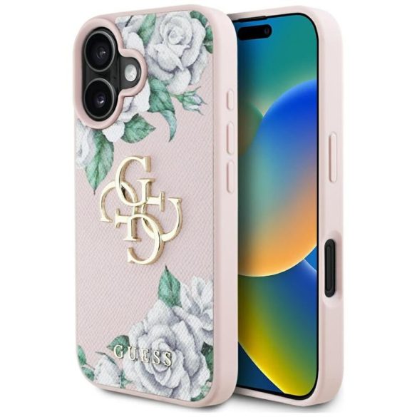 Guess GUHCP16SPGROP4MP Grained Roses Big 4G Logo tok iPhone 16 - rózsaszín