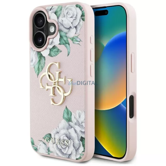 Guess GUHCP16SPGROP4MP Grained Roses Big 4G Logo tok iPhone 16 - rózsaszín