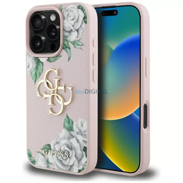 Guess GUHCP16LPGROP4MP Grained Roses Big 4G Logo tok iPhone 16 Pro - rózsaszín