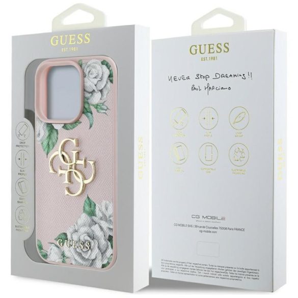Guess GUHCP16XPGROP4MP Grained Roses Big 4G Logo tok iPhone 16 Pro Max - rózsaszín