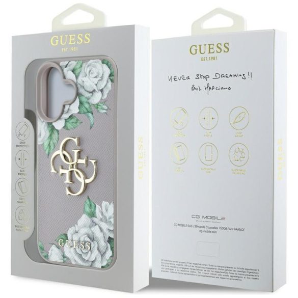 Guess GUHCP16SPGROP4MU Grained Roses Big 4G Logo tok iPhone 16 - fáradt lila