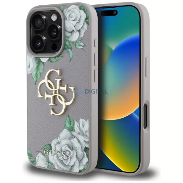 Guess GUHCP16LPGROP4MU Grained Roses Big 4G Logo tok iPhone 16 Pro - fáradt lila