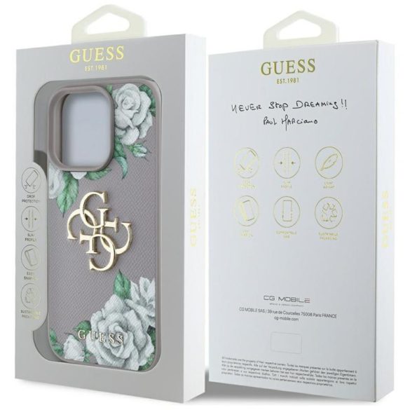 Guess GUHCP16LPGROP4MU Grained Roses Big 4G Logo tok iPhone 16 Pro - fáradt lila