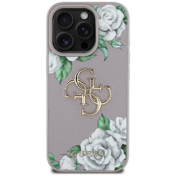 Guess GUHCP16XPGROP4MU Grained Roses Big 4G Logo tok iPhone 16 Pro Max - fáradt lila