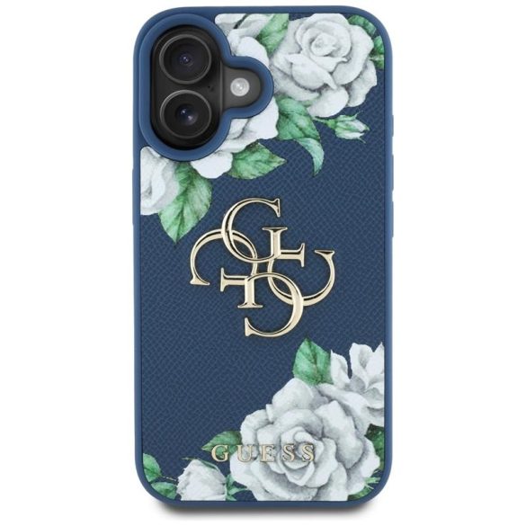 Guess GUHCP16SPGROP4MB Grained Roses Big 4G Logo tok iPhone 16 - kék