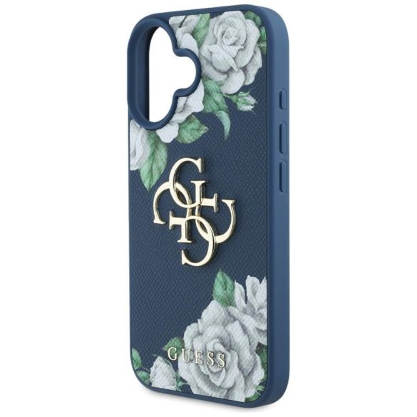 Guess GUHCP16SPGROP4MB Grained Roses Big 4G Logo tok iPhone 16 - kék