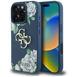   Guess GUHCP16LPGROP4MK Grained Roses Big 4G Logo tok iPhone 16 Pro Max - kék