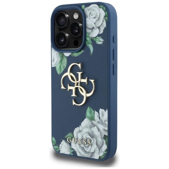 Guess GUHCP16LPGROP4MK Grained Roses Big 4G Logo tok iPhone 16 Pro Max - kék