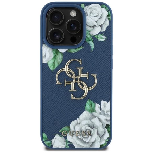 Guess GUHCP16LPGROP4MK Grained Roses Big 4G Logo tok iPhone 16 Pro Max - kék