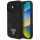 Guess GUHMP16SPGBTMK Grained Hot Stamp Peony Triangle Logo MagSafe-kompatibilis tok iPhone 16 - fekete Guess GUHMP16SPGBTMK Grained Hot Stamp Peony Triangle Logo MagSafe-kompatibilis tok iPhone 16 - fekete
