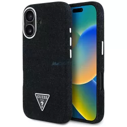 Tok Guess Denim Triangle Logo MagSafe tok iPhone 16, fekete