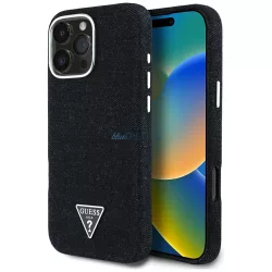   Tok Guess Denim Triangle Logo MagSafe tok iPhone 16 Pro Max, fekete