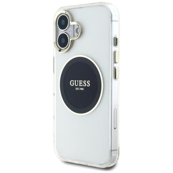 Guess GUHMP16SHTDRCEDK IML Metal Colored Circle Classic Logo MagSafe-kompatibilis tok iPhone 16 - fekete