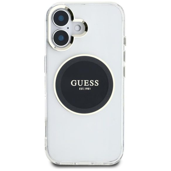 Guess GUHMP16SHTDRCEDK IML Metal Colored Circle Classic Logo MagSafe-kompatibilis tok iPhone 16 - fekete