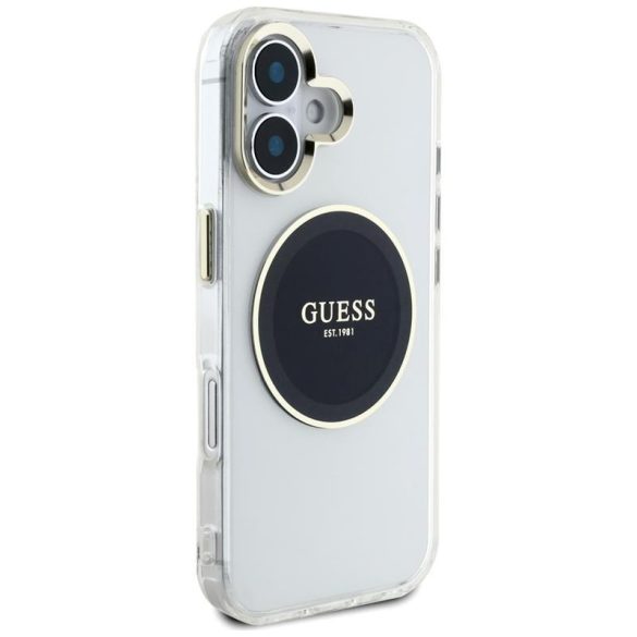 Guess GUHMP16SHTDRCEDK IML Metal Colored Circle Classic Logo MagSafe-kompatibilis tok iPhone 16 - fekete
