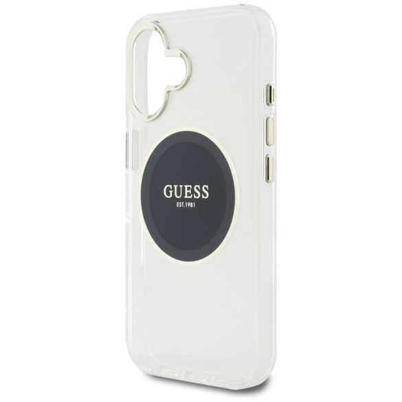Guess GUHMP16SHTDRCEDK IML Metal Colored Circle Classic Logo MagSafe-kompatibilis tok iPhone 16 - fekete