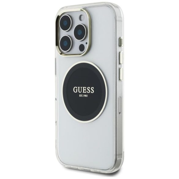 Guess GUHMP16LHTDRCEDK IML Metal Colored Circle Classic Logo MagSafe-kompatibilis tok iPhone 16 Pro - fekete