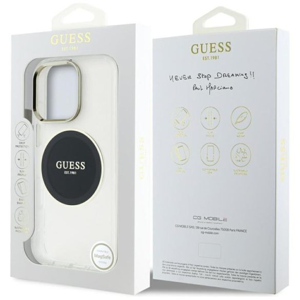 Guess GUHMP16XHTDRCEDK IML Metal Colored Circle Classic Logo MagSafe-kompatibilis tok iPhone 16 Pro Max - fekete