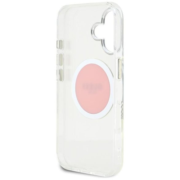 Guess GUHMP16SHTDRCEDP IML Metal Colored Circle Classic Logo MagSafe-kompatibilis tok iPhone 16 - rózsaszín