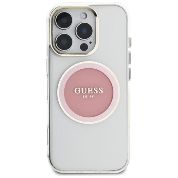 Guess GUHMP16LHTDRCEDP IML Metal Colored Circle Classic Logo MagSafe-kompatibilis tok iPhone 16 Pro - rózsaszín