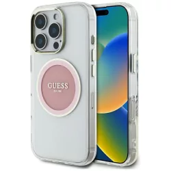   Guess GUHMP16XHTDRCEDP IML Metal Colored Circle Classic Logo MagSafe-kompatibilis tok iPhone 16 Pro Max - rózsaszín