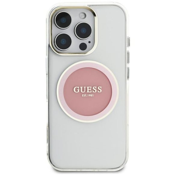 Guess GUHMP16XHTDRCEDP IML Metal Colored Circle Classic Logo MagSafe-kompatibilis tok iPhone 16 Pro Max - rózsaszín