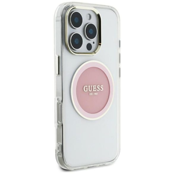 Guess GUHMP16XHTDRCEDP IML Metal Colored Circle Classic Logo MagSafe-kompatibilis tok iPhone 16 Pro Max - rózsaszín