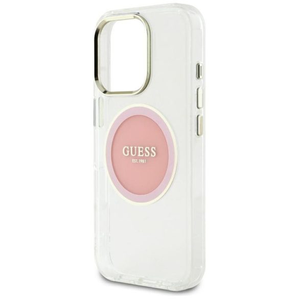 Guess GUHMP16XHTDRCEDP IML Metal Colored Circle Classic Logo MagSafe-kompatibilis tok iPhone 16 Pro Max - rózsaszín