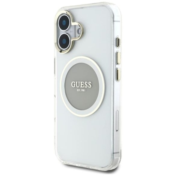 Guess GUHMP16SHTDRCEDG IML Metal Colored Circle Classic Logo MagSafe-kompatibilis tok iPhone 16 - szürke