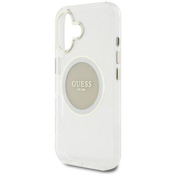 Guess GUHMP16SHTDRCEDG IML Metal Colored Circle Classic Logo MagSafe-kompatibilis tok iPhone 16 - szürke